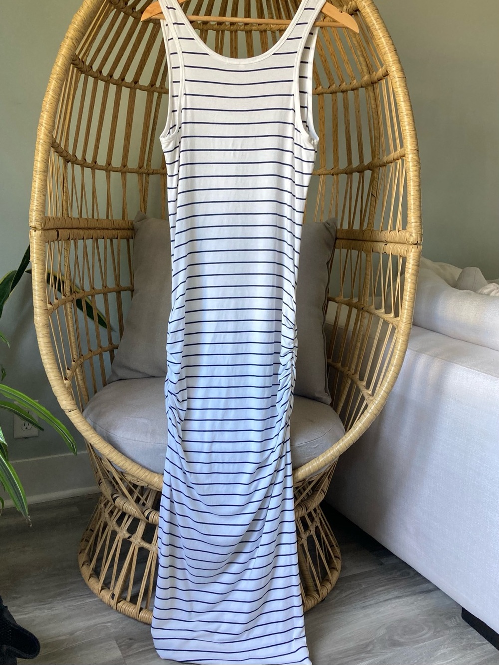 Victoria’s Secret Nautical Stripe Maxi Dress Ruched Tank Dress Large - Picture 4 of 8